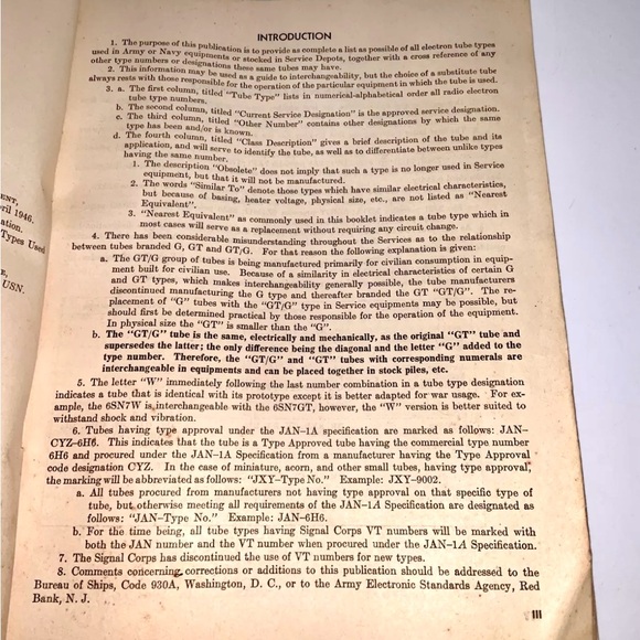 Cross Index of Electron Tube Type Forth Edition April 1946 War Department - Picture 10 of 10